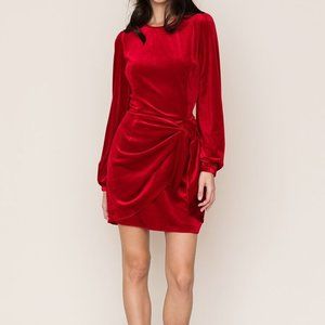 Yumi Kim Tie Me Over Red Velvet Dress NEW